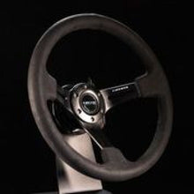 Cargar imagen en el visor de la galería, NRG Reinforced Steering Wheel (350mm / 3in. Deep) Black Leather w/ Alcantara Stitching