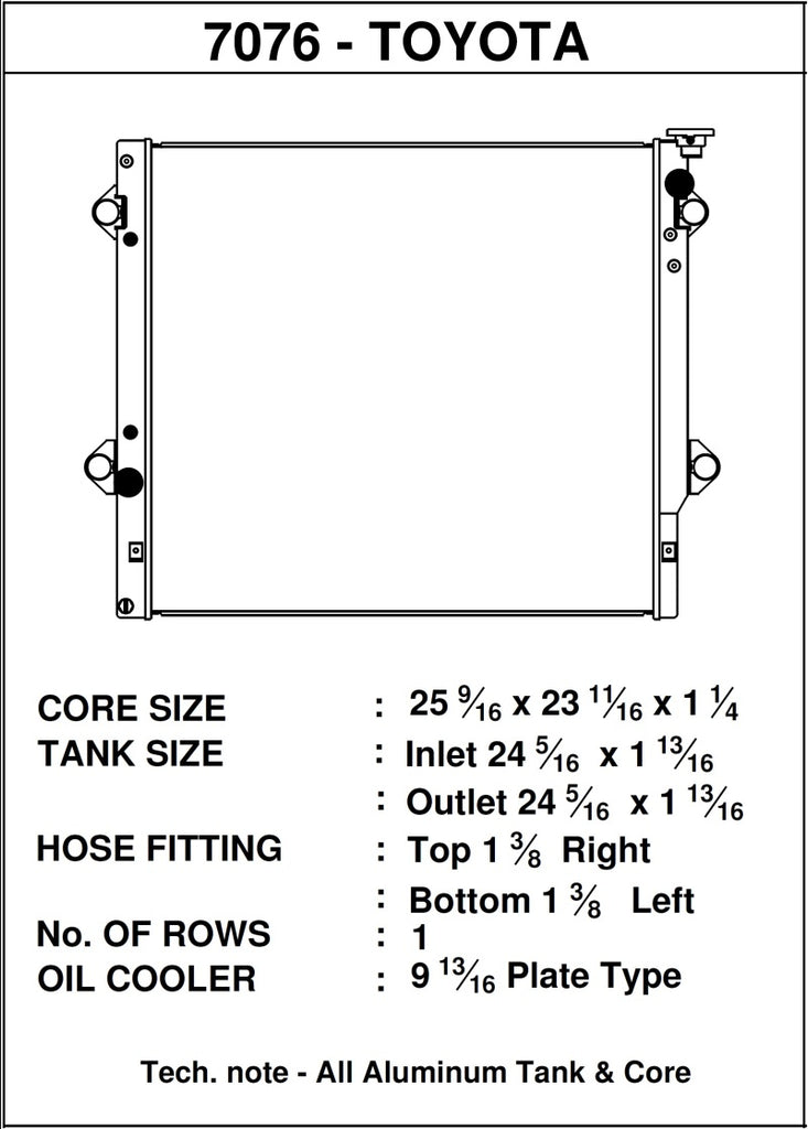 Radiador CSF 06-14 Toyota FJ Cruiser 4.0L / 03-09 Toyota 4Runner 4.0L / 2010 Toyota 4Runner 2.7L