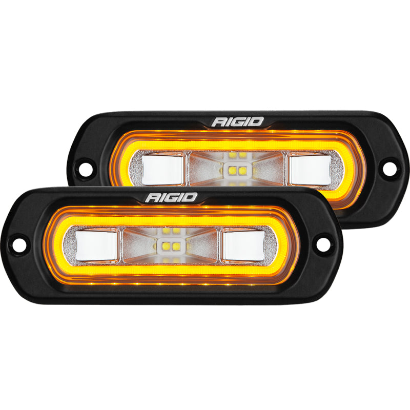 Par de difusores LED de montaje empotrado serie SR-L de Rigid Industries con halo rojo - Universal