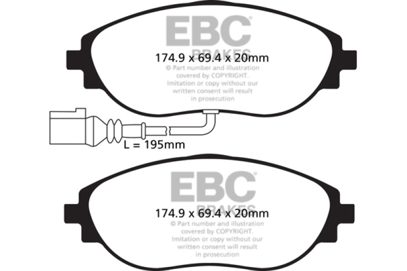 Pastillas de freno delanteras EBC 12+ Volkswagen CC 3.6 Ultimax2