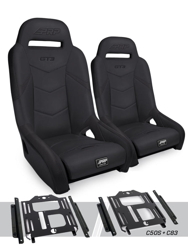 PRP Seats GT3 Suspension Seat Kit (Pair) for Polaris RZR 570 - Black