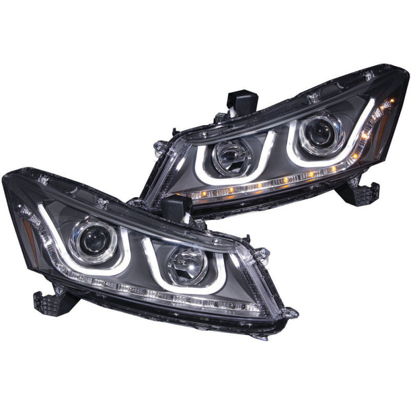 Faros delanteros con proyector ANZO 2008-2012 Honda Accord con barra en U, color negro