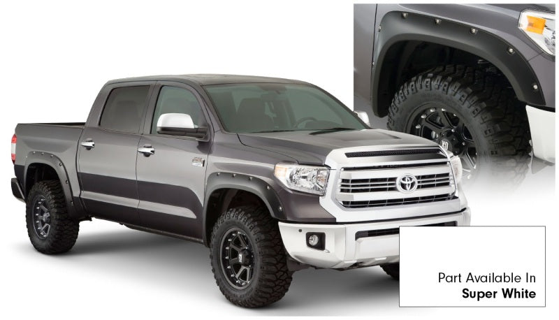 Guardabarros estilo bolsillo Bushwacker Fleetside para Toyota Tundra 16-18, 4 piezas, caja de 66,7/78,7/97,6 pulgadas, color blanco intenso