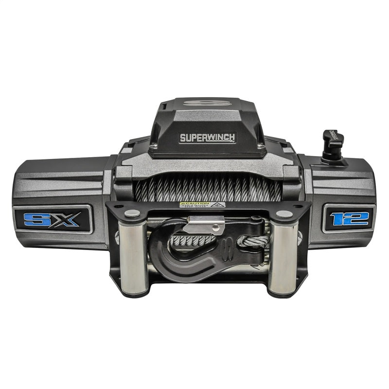 Cabrestante Superwinch SX 12000 de 12 000 libras, 12 V CC, 3/8 in x 85 ft, cable de acero, grafito