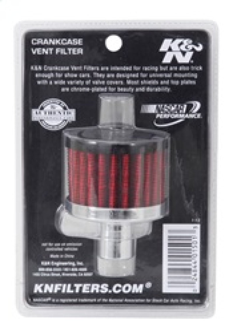 K&N 62-1030 Crankcase Vent Filter — .75in Vent, 2in OD, 1.5in Height, Rubber Top