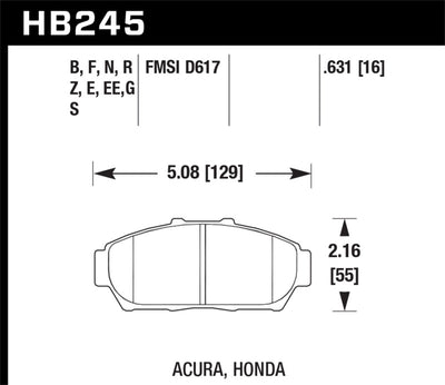 Hawk Performance HP+ Street Front Brake Pads — Fits 1994-2001 Acura Integra Honda Civic