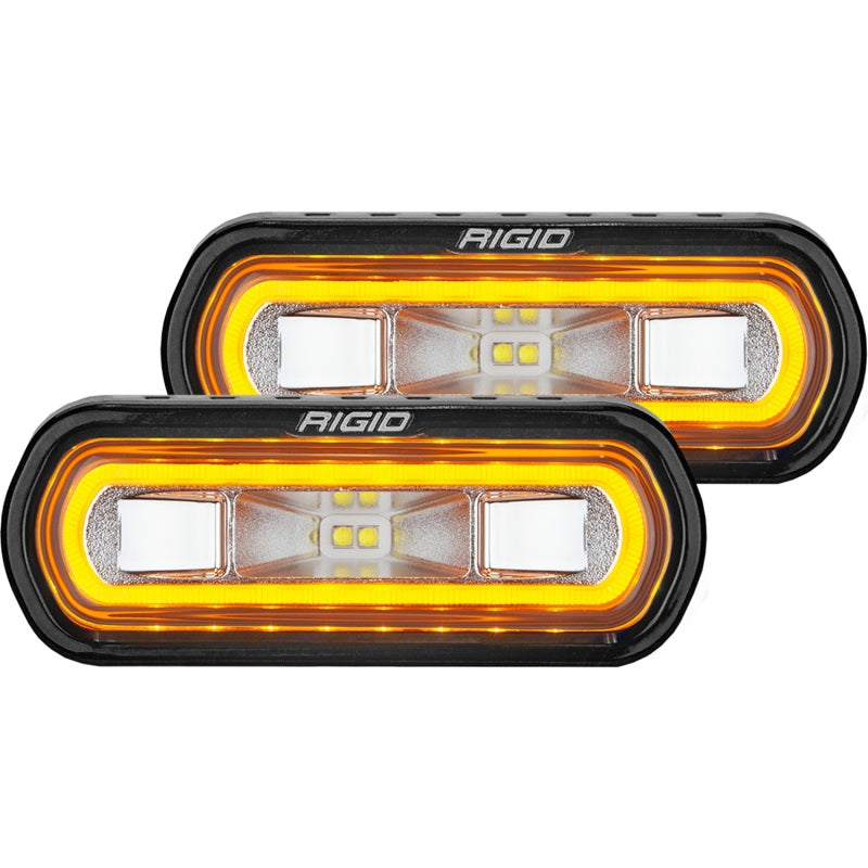 Par de difusores LED de montaje en superficie de la serie SR-L de Rigid Industries con halo ámbar (universal)