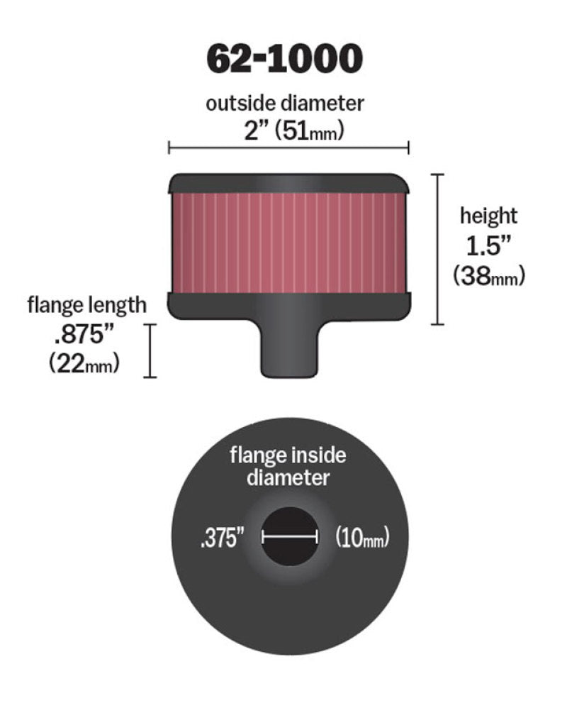 K&N Steel Base Crankcase Vent Filter — Universal Fit Air Filters