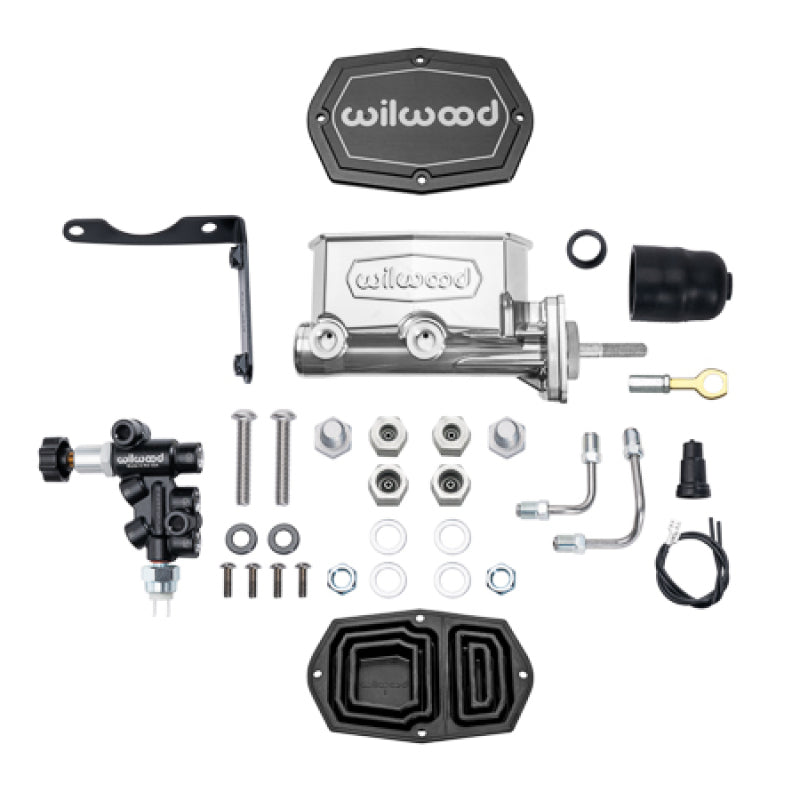 Wilwood Compact Tandem M/C Aluminum 1.00in Bore w/ Brkt/Valve/Push (Mopar) - Chrome P-coat