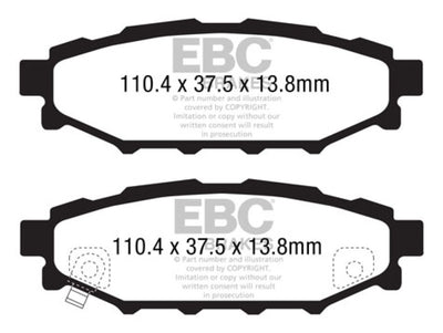 EBC Bluestuff NDX High-Friction Rear Brake Pads — Fits 2008-2010 Subaru Impreza 2.5