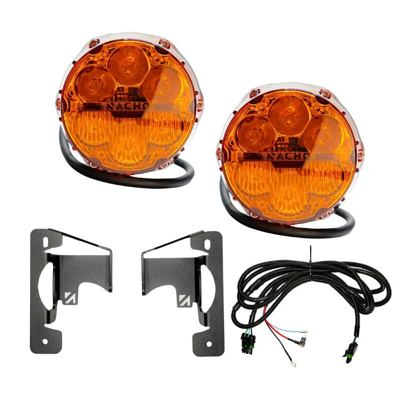 Nacho Lighting Jeep JL/JT SAE Combo Amber Plug N Play Fog Light Kit (3pc Bumper Kit) (V3JW2KASM)