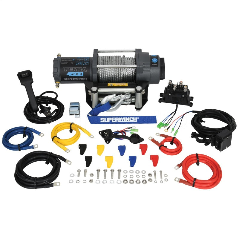 Cabrestante Terra 4500 de Superwinch, 4500 libras, 12 V CC, 15/64 pulgadas x 50 pies, cuerda de acero, gris arrugado