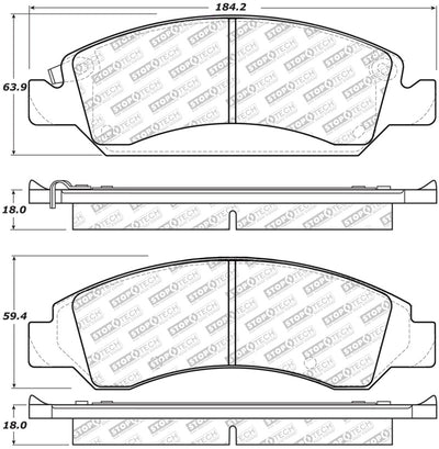 StopTech Street Select Brake Pads - Front/Rear — Fits Cadillac, Chevrolet, GMC
