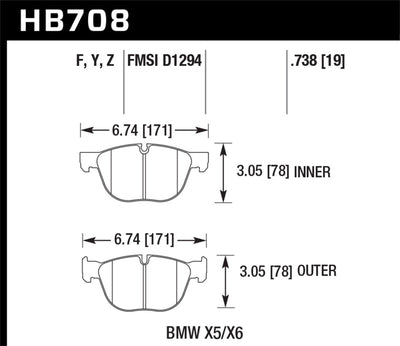 Hawk Performance Ceramic Front Brake Pads — Fits 2007-2018 BMW X5 and X6