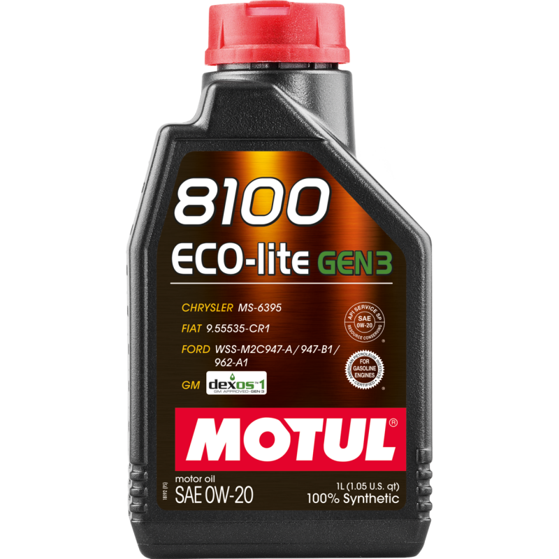 Motul 8100 Eco-Lite Gen3 0W-20 Synthetic Motor Oil 1L
