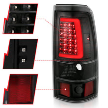 Cargar imagen en el visor de la galería, ANZO 1999-2002 Chevy Silverado 1500 LED Taillights Plank Style Black w/Clear Lens