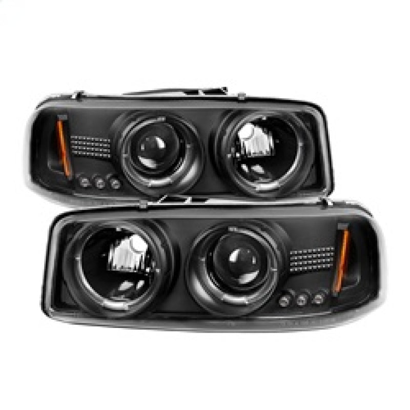 Faros delanteros de proyector LED Halo LED negro Spyder GMC Sierra 1500/2500/3500 99-06 PRO-YD-CDE00-HL-BK