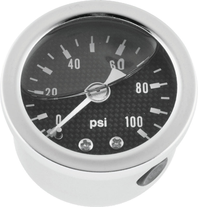 Bikers Choice 0-100 PSI Oil Pressure Gauge Carbon Face Stainless Bezel Liquid Filled Univ Custom