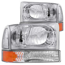 Cargar imagen en el visor de la galería, Faros delanteros de cristal cromados con luces de esquina ANZO 2000-2004 Ford Excursion, 2 piezas