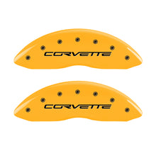 Cargar imagen en el visor de la galería, MGP 4 Caliper Covers Engraved Front &amp; Rear C6/Corvette Yellow finish black ch