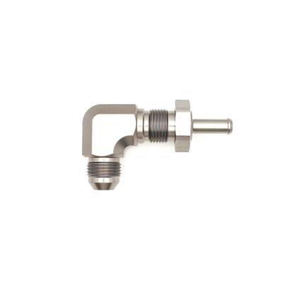 DeatschWerks 8AN to 5/16in Barb 90-Degree Bulkhead Adapter — Matte Black Finish