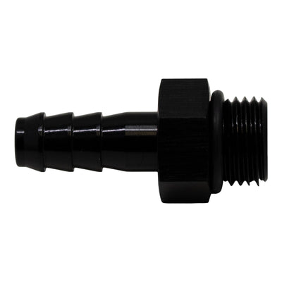 DeatschWerks 6AN ORB to 5/16in Triple Barb Fitting — Matte Black Anodized