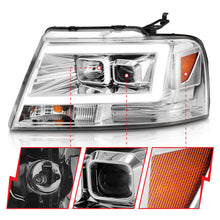 Cargar imagen en el visor de la galería, ANZO 2004-2008 Ford  F-150 Projector Headlights w/ Light Bar Chrome Housing