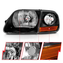 Cargar imagen en el visor de la galería, ANZO 1997-2003 Ford F150 Crystal Headlight Black w/ Parking Light