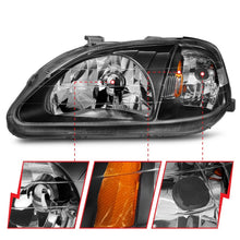 Cargar imagen en el visor de la galería, Faros delanteros de cristal para Honda Civic ANZO 1999-2000, color negro