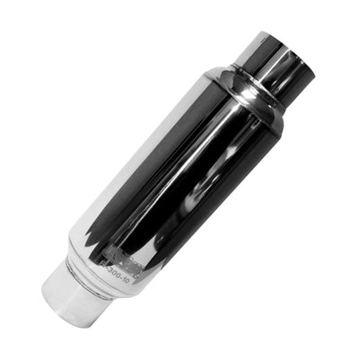 Kooks Universal 3.5in Round Muffler — 10in Long Polished SS (Stafford Spec)