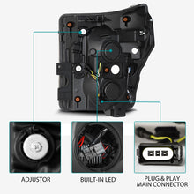 Cargar imagen en el visor de la galería, AlphaRex 11-16 Ford F-350 SD LUXX LED Proj Headlights Plank Style Alpha Blk w/Activ Light/Seq Signal