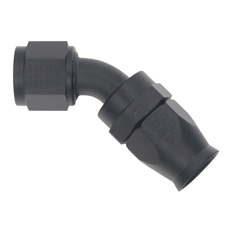 DeatschWerks 10AN Female Swivel 45-Degree Hose End PTFE (Incl Olive Insert) - Anodized Matte Black