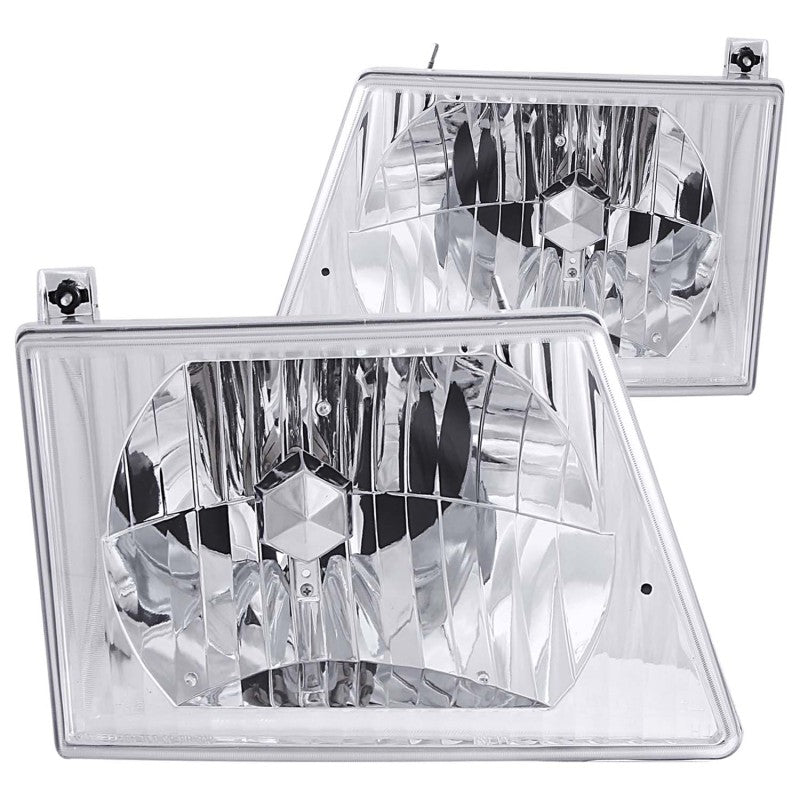 Faros delanteros cromados de cristal para Ford Econoline ANZO 1992-2006