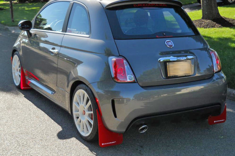 Rally Armor 2012-18 Fiat 500 (Pop/Sport/Lounge/Abarth) Red Mud Flap w/ White Logo