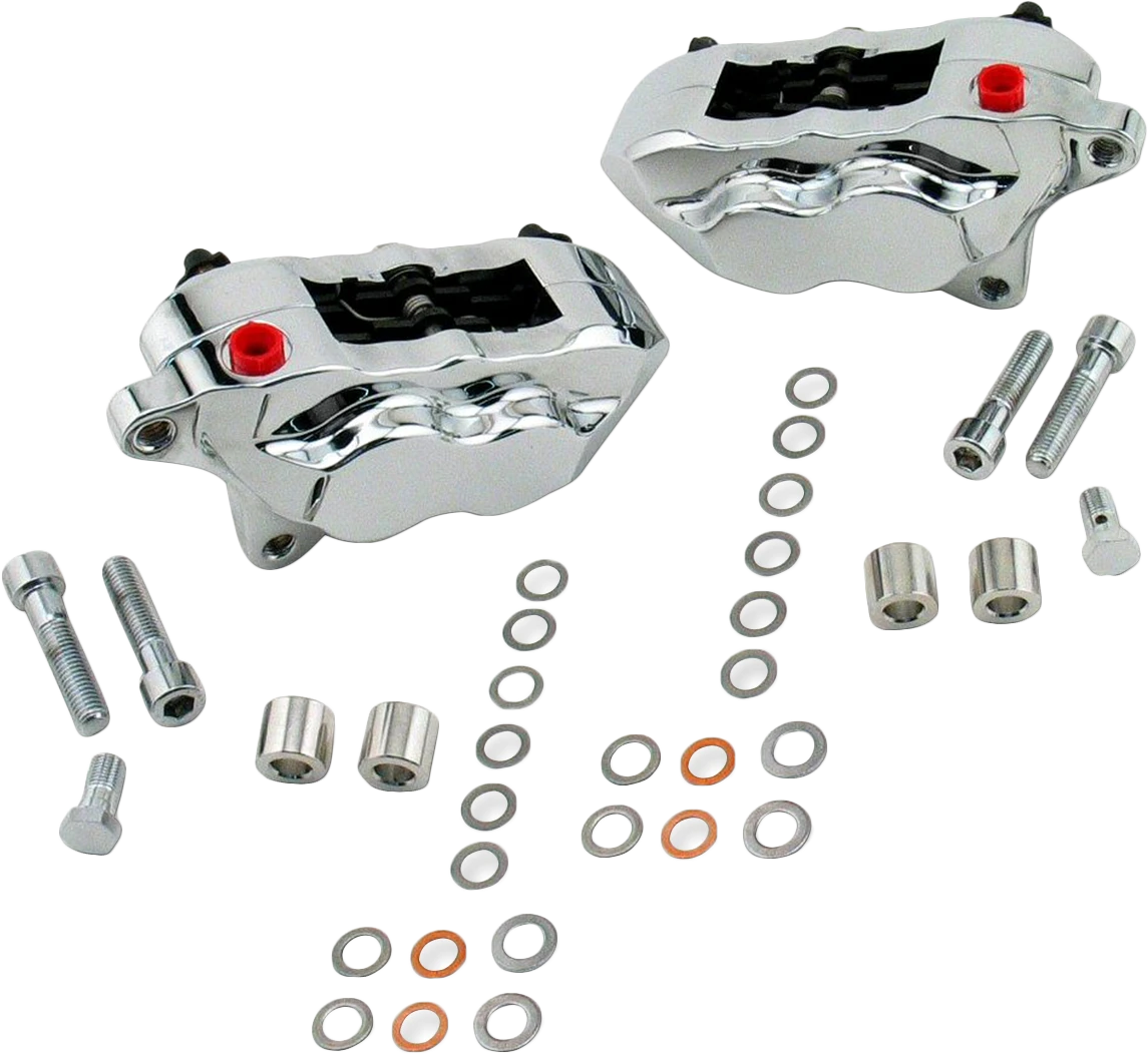 Hawg Halters INC 4 Pist Front Dual Caliper KIT Chrome 00-UP w/ 11.5" Rotor (FKDDCC551)