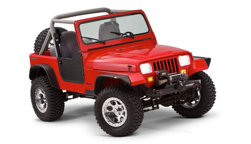 Guardabarros estilo plano Bushwacker para Jeep Wrangler 87-95, 4 piezas (excluye Renegade), color negro