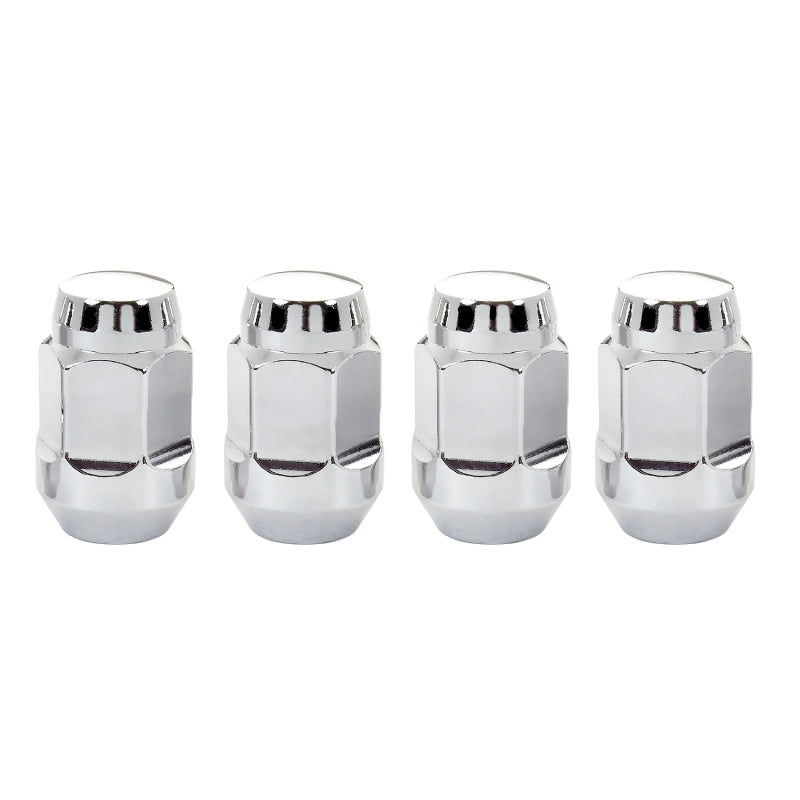 McGard Bulge Lug Nut (Cone Seat) 1/2-20 x 1.45in. Chrome 4-Pack — Fits Buick, Chevrolet, Ford, GMC