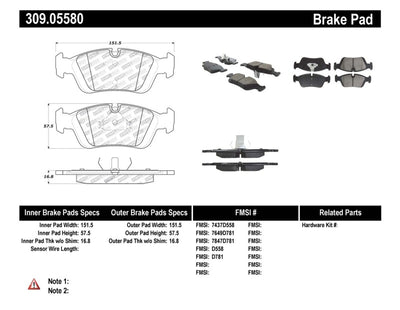 StopTech Performance Front Brake Pads — Fits 96-02 BMW Z3, 03-08 Z4, 97-00 323i/is, 90-99 325i/is/iX, 96-99 328i/is