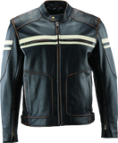 Chaqueta de cuero vintage Hoodlum de River Road, color negro (talla grande)