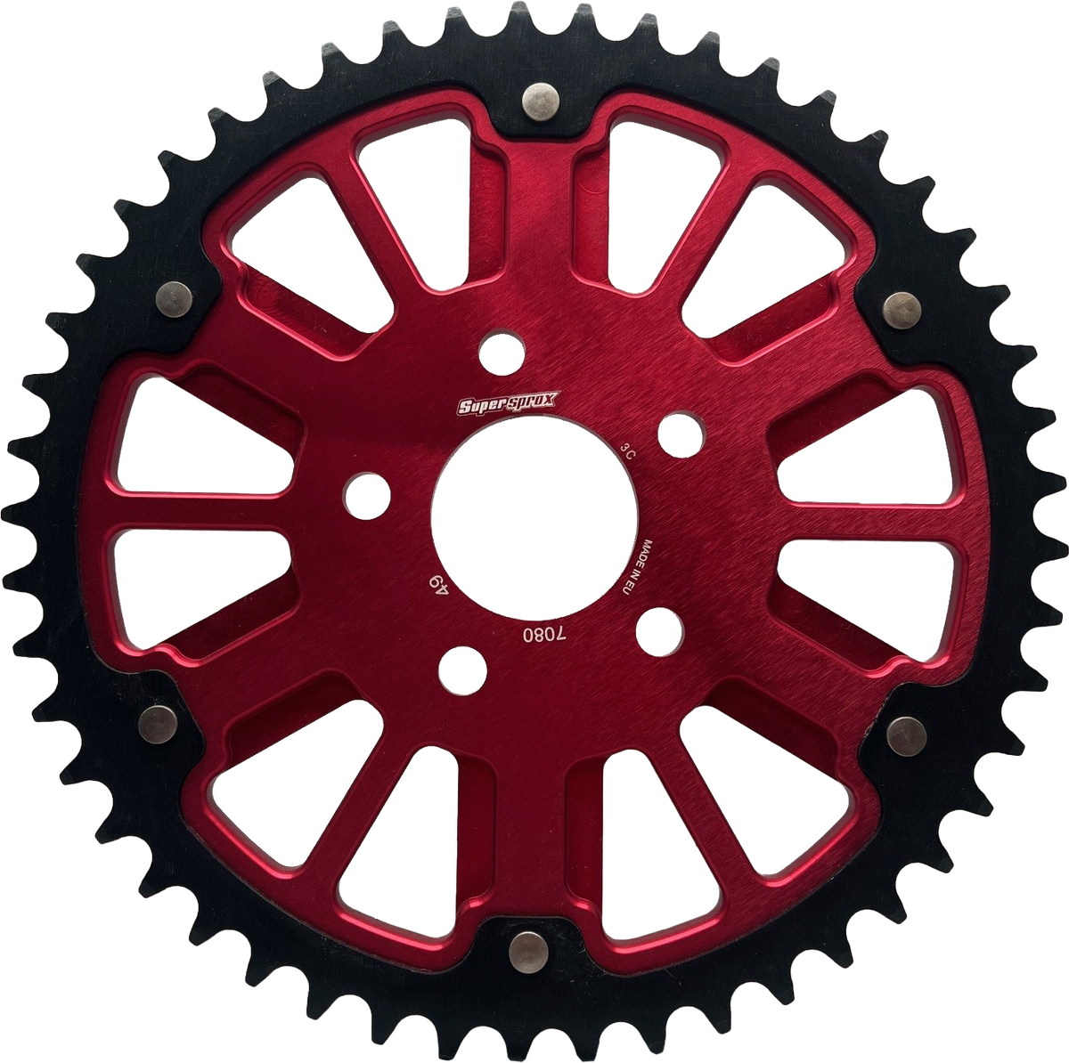 Supersprox Stealth 51T Rear Sprocket RED Alum CAR BLK Steel Teeth (RST-7080:51-RED)