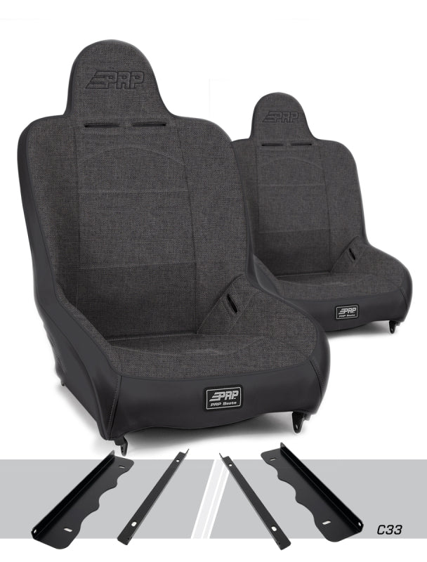 PRP Premier High Back Suspension Seats Kit (Pair) - Gray — Fits 1995-2001 Jeep Cherokee XJ