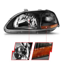 Cargar imagen en el visor de la galería, Faros delanteros de cristal ANZO para Honda Civic 1996-1998, color negro