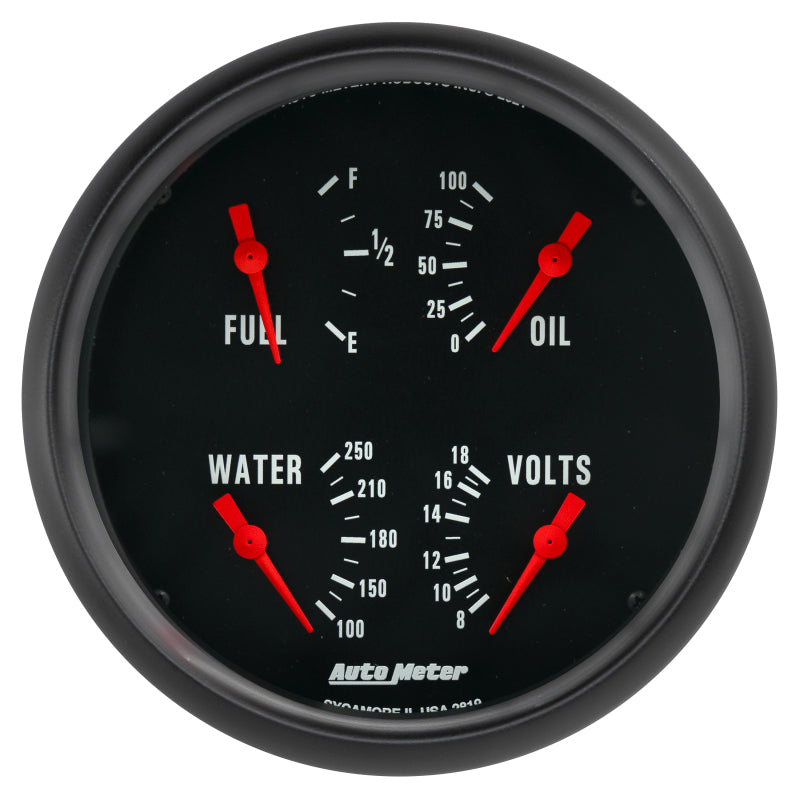 AutoMeter Z-Series Quad 5-Inch Gauge (0 Ohm E / 90 Ohm F)