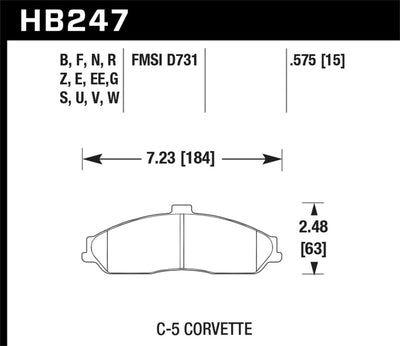 Hawk Performance DTC-60 Race Front Brake Pads — Fits 2001-2004 Corvette Z06