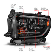 Load image into Gallery viewer, ANZO 2014-2021 Toyota Tundra LED Crystal Headlights w/ Switchback Black Housing w/ DRL