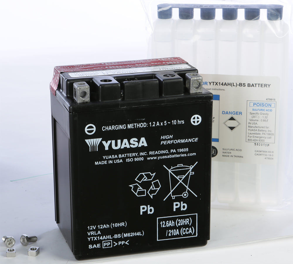 Yuasa Battery YTX14AHL-BS Maintenance Free (YUAM62H4L)