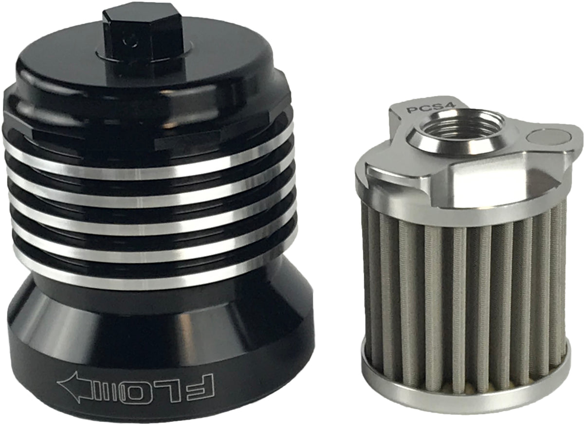Pcracing FLO Reusuable OIL Filter Black/Polished Fins (PCS4BC)