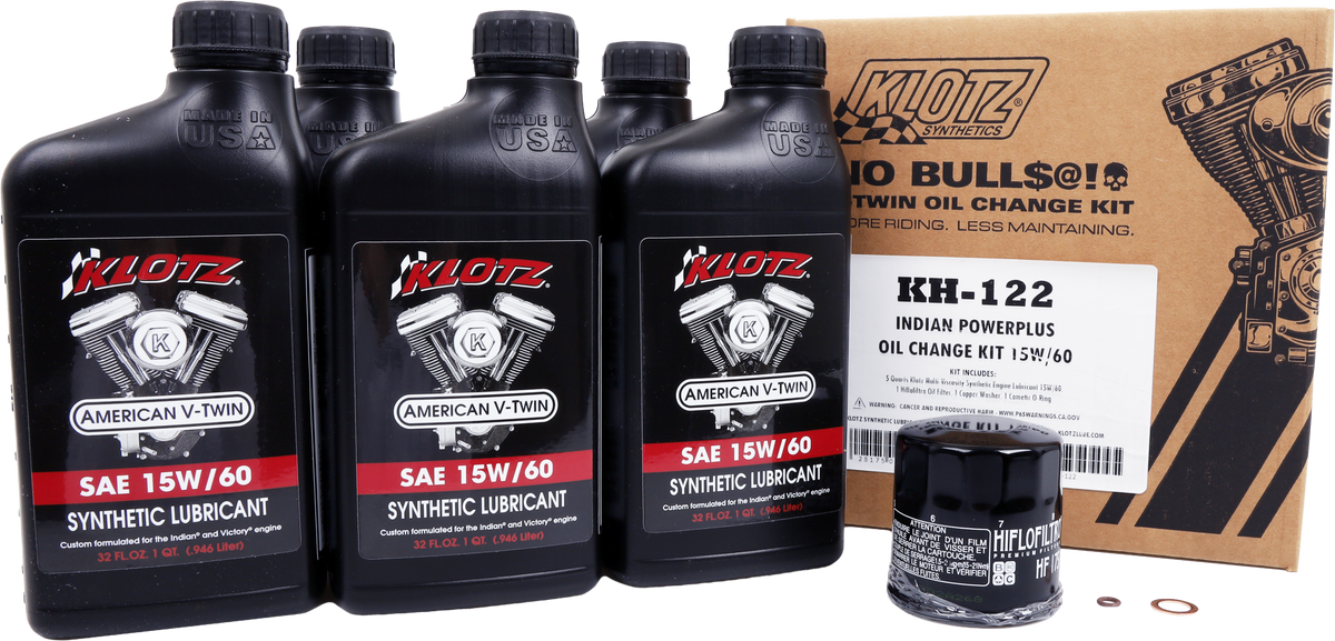 Klotz Indian Powerplus 5QT Synthetic OIL Change KIT (KH-122)