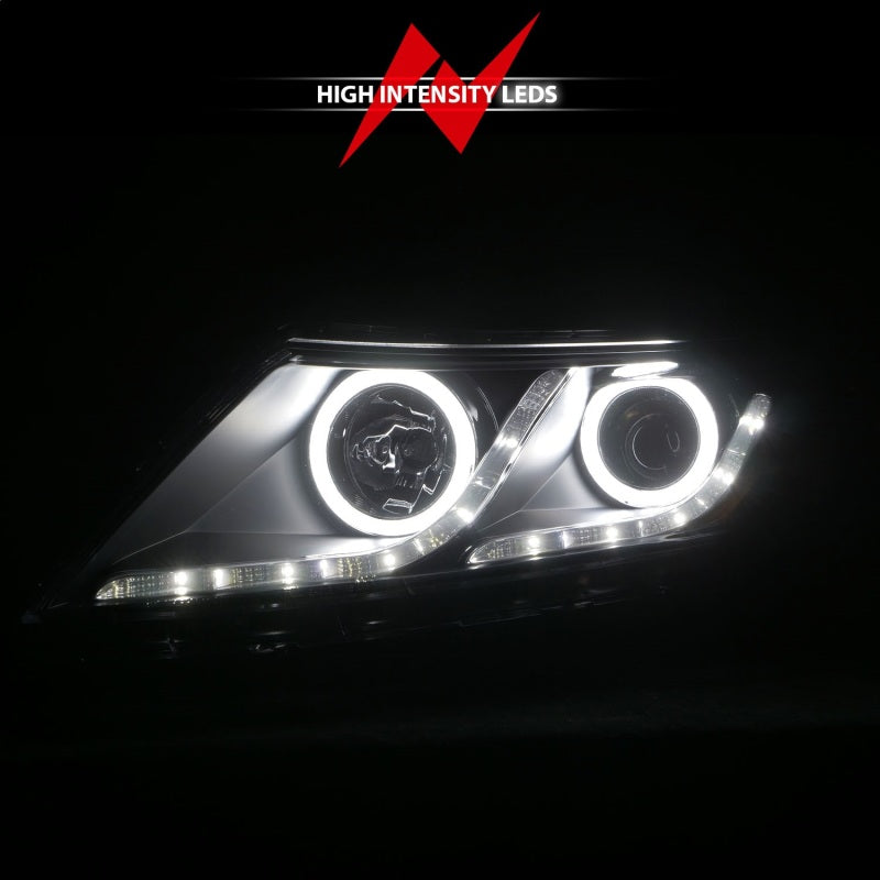 Faros delanteros con proyector ANZO 2011-2013 Kia Optima con Halo negro (CCFL)