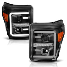 Cargar imagen en el visor de la galería, ANZO 2011-2016 Ford F250 Projector Headlights w/ Plank Style Switchback Black w/ Amber